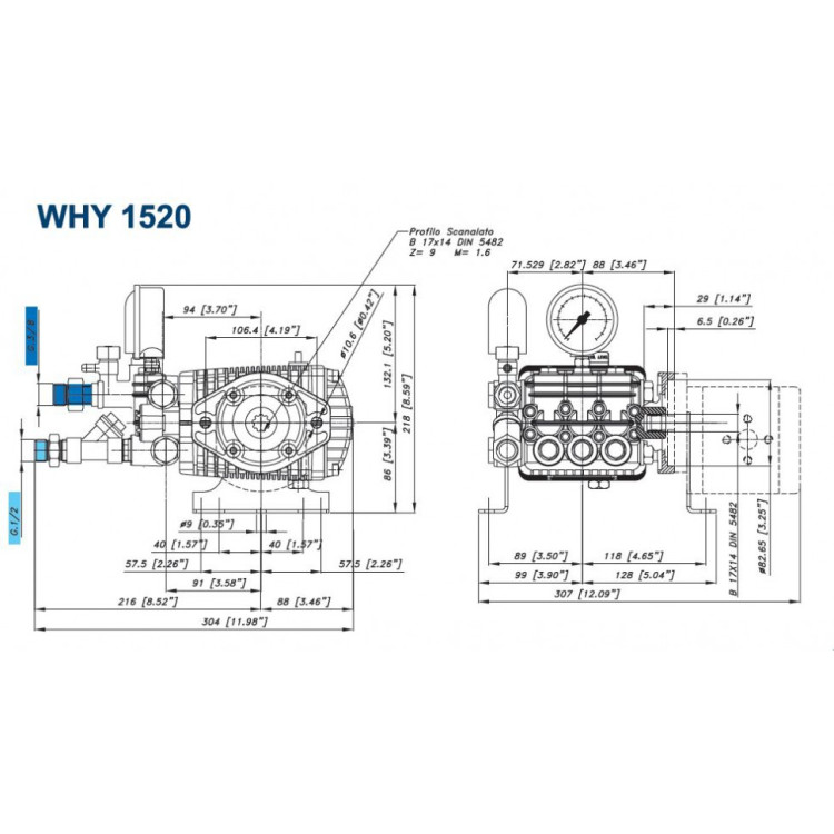 Насос WHY 1520 гидро (манометр+опоры) 026195973